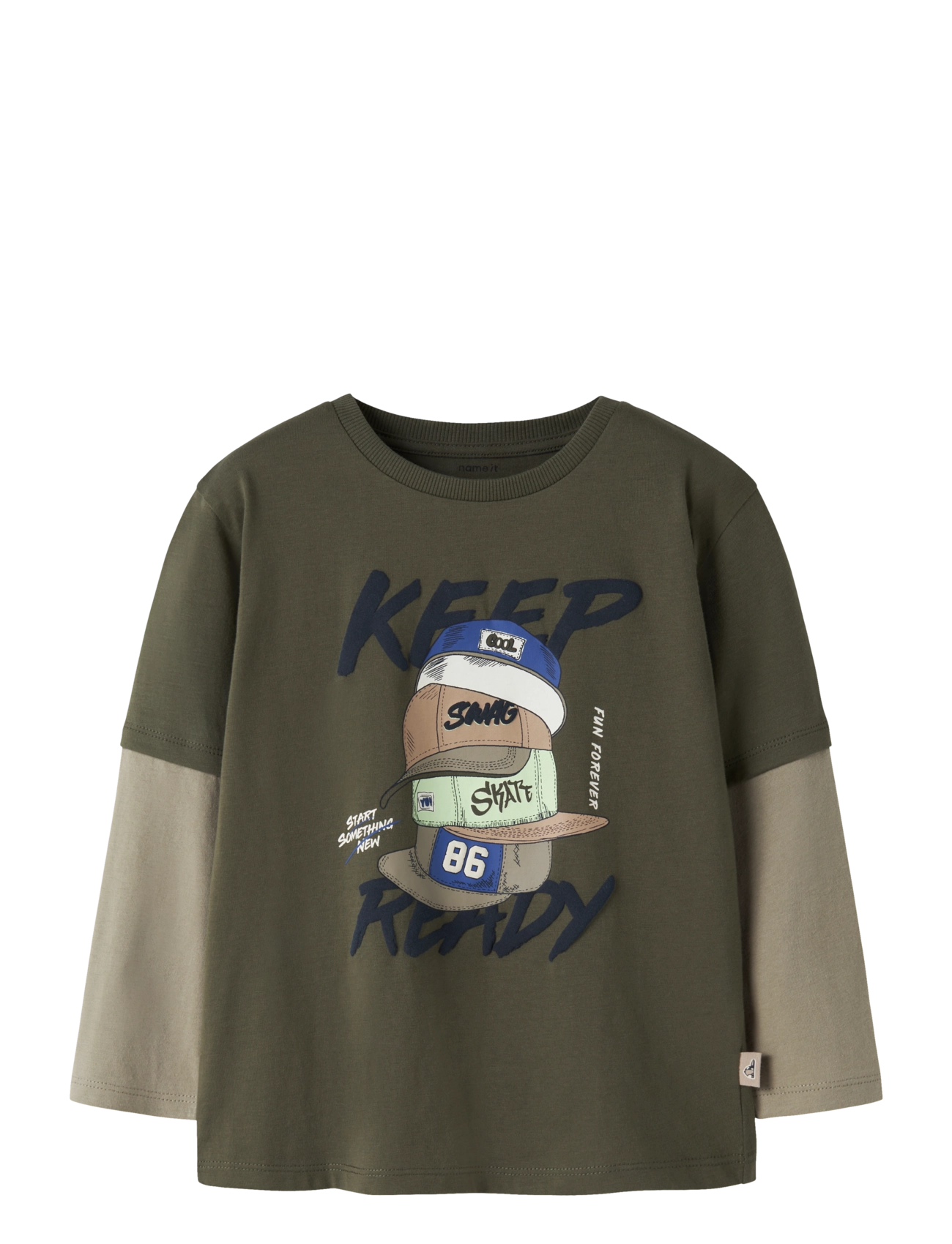 name it NMMNIAM LS TOP BOX - Toppar & T-shirts - OLIVE NIGHT / khaki/green