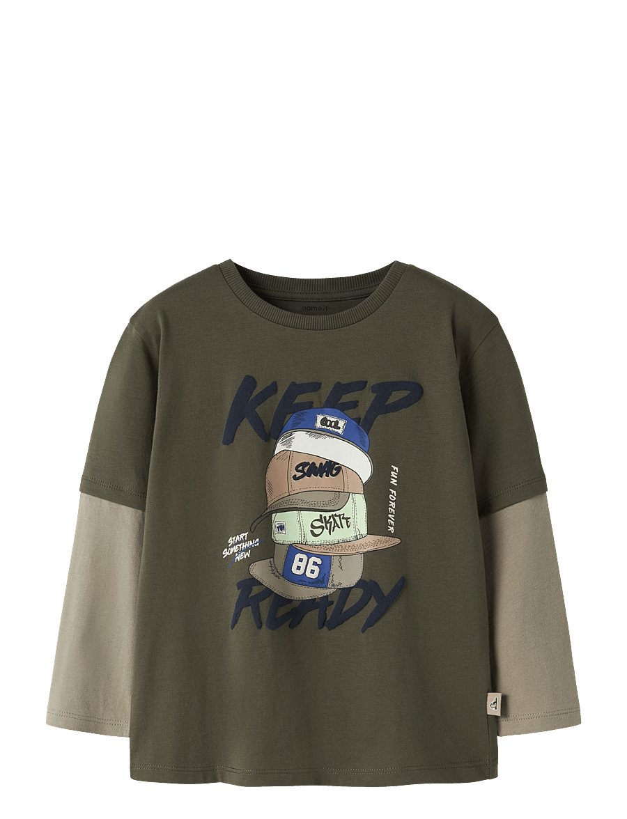name it - NMMNIAM LS TOP BOX - långärmade t-shirts - olive night - 0