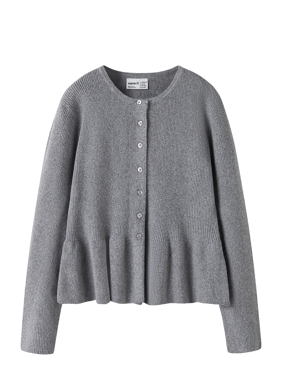 name it - NKFNYSSA LS KNIT CARD - cardigans - grey melange - 0