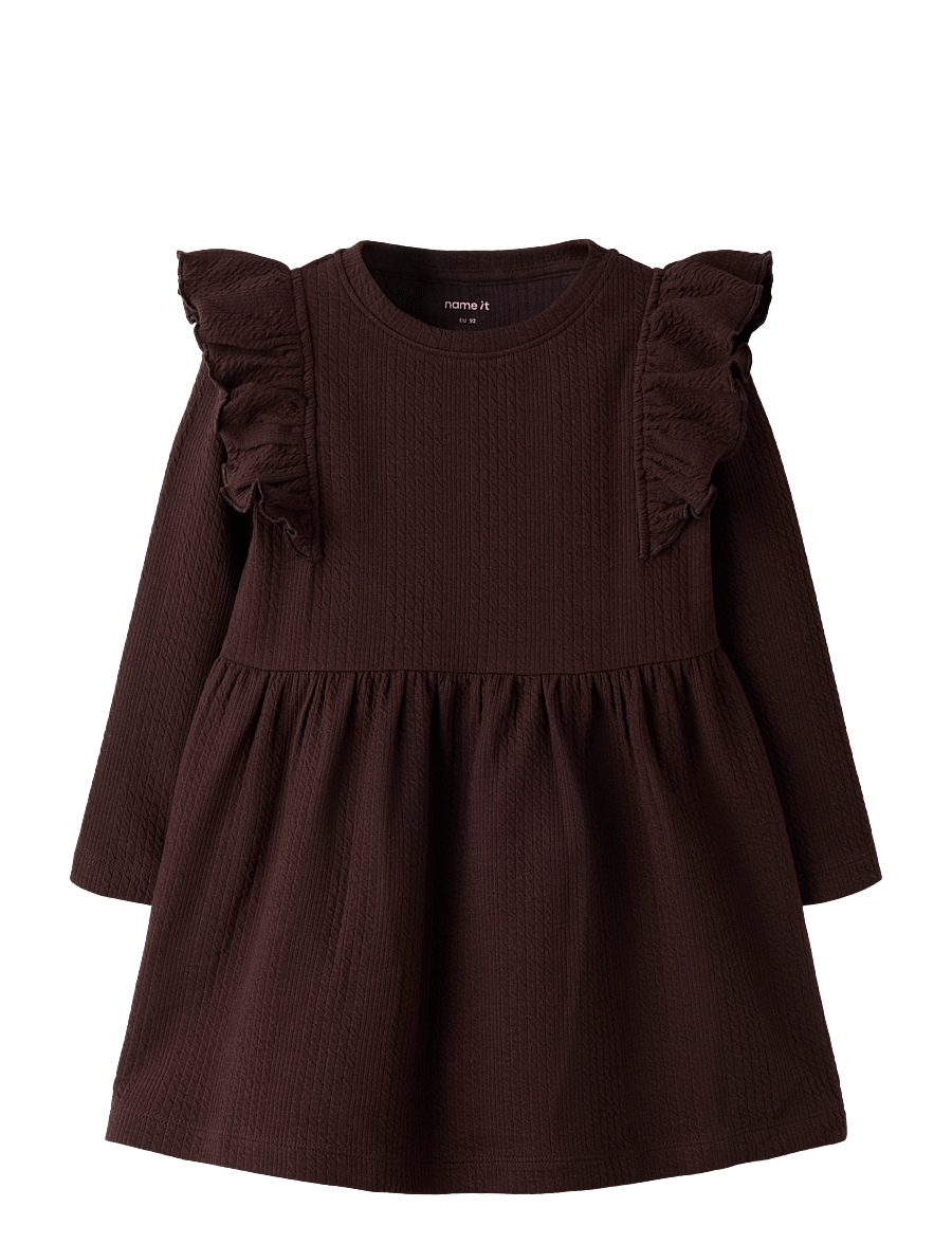 name it - NMFNOLE LS DRESS - langärmelige babykleider - chocolate plum - 0