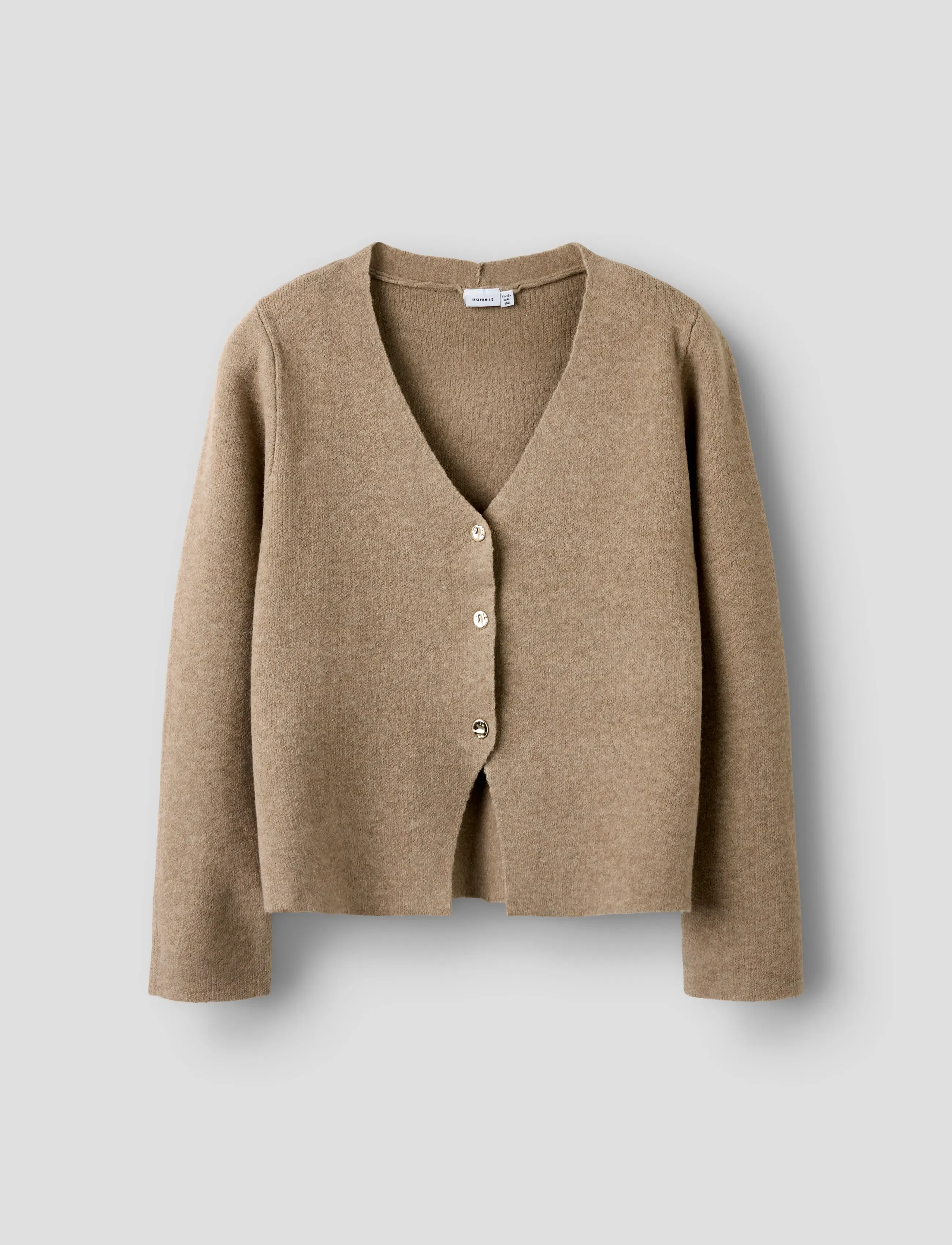 name it Nkfberta Ls Cardigan Knit, 122-128, Brown, Strik > Cardigans, Børn