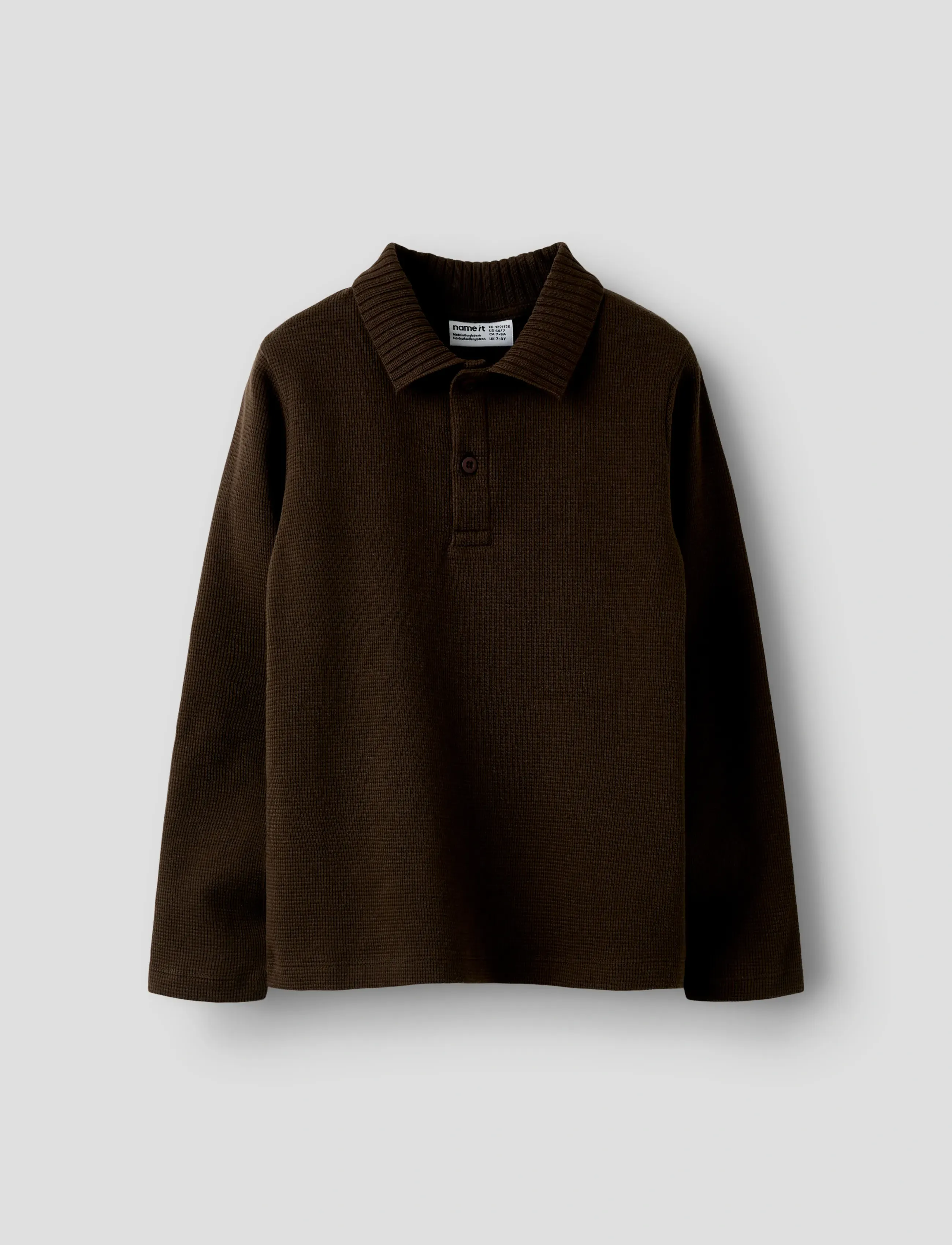 name it Nkmbertram Ls Polo, 134-140, Polo Shirts, Braun - Long-sleeved Kinder
