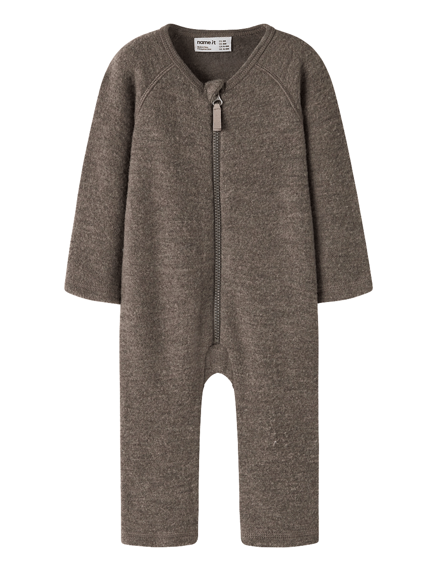 name it - NBNWMINO WOOL BRU LS SUIT NOOS - jumpsuits - morel - 1