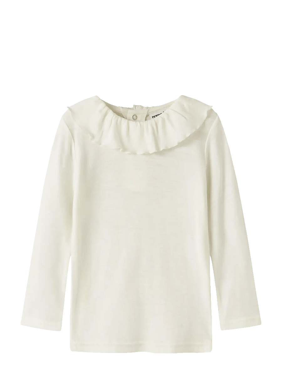 name it - NMFWANG WOOL RIB LS TOP W/COLLAR - snow white - 0
