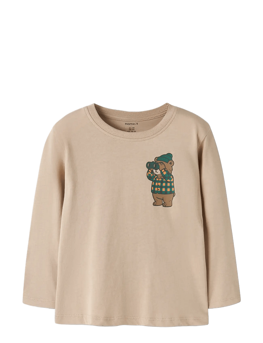 name it - NMMVELIX LS NREG TOP - pikkade varrukatega t-särgid - sesame - 2