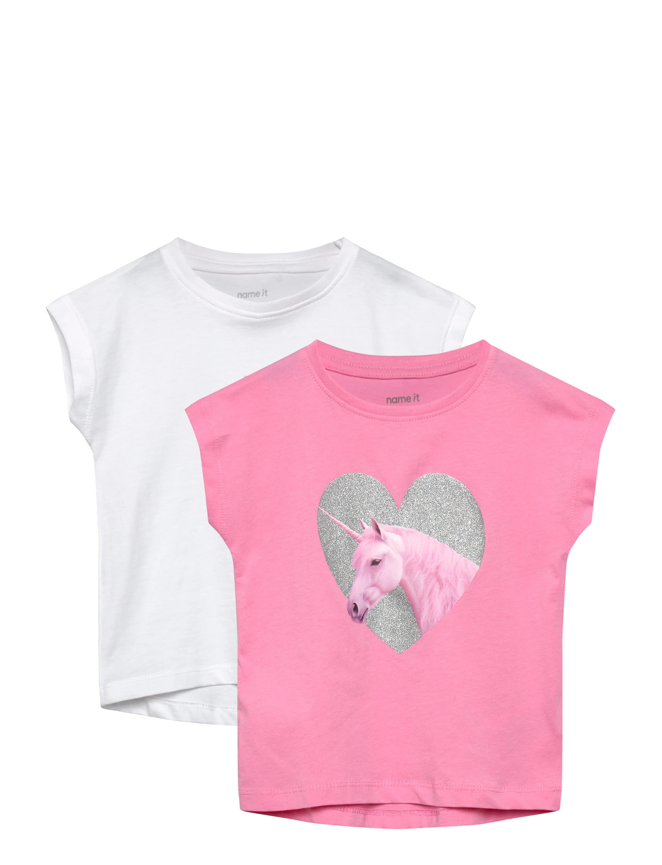 name it Nmfvotia 2P Capsl Top, 104, T-shirts, Weiß - Short-sleeved, Kinder