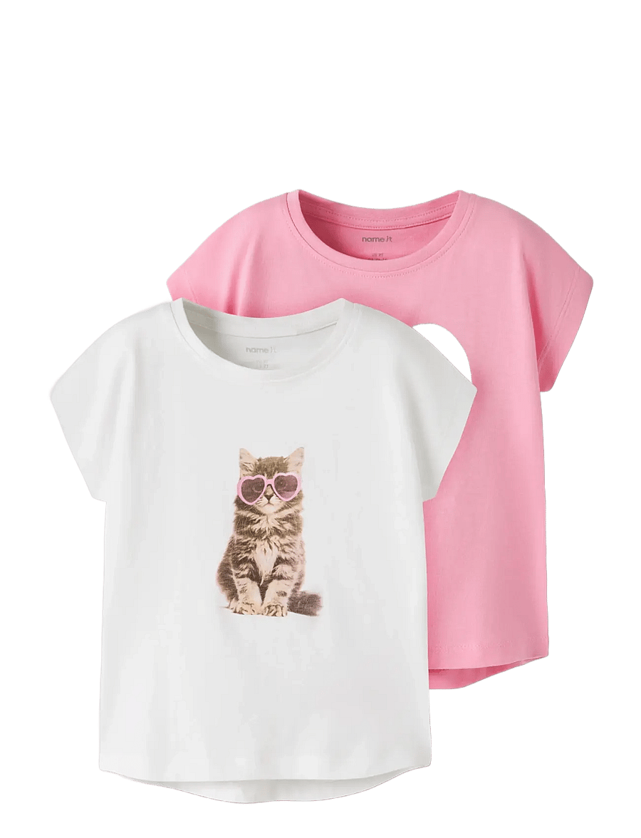 name it - NMFVOTIA 2P CAPSL TOP - lühikeste varrukatega t-särgid - bright white - 3