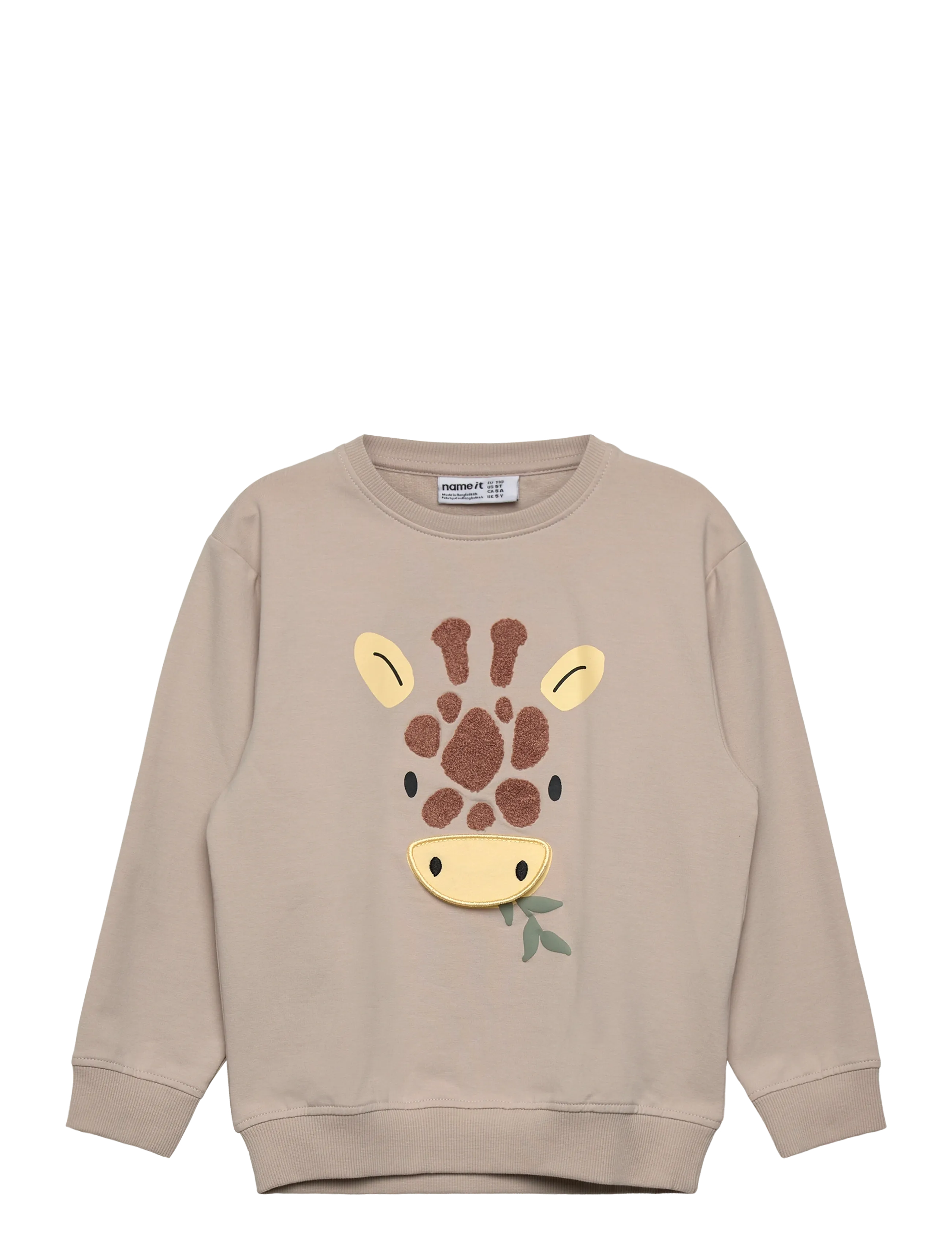 name it Nmmhole Ls Nreg Sweat Unb, Børn, Børne Giraf Sweatshirt, Sort, Str: 98