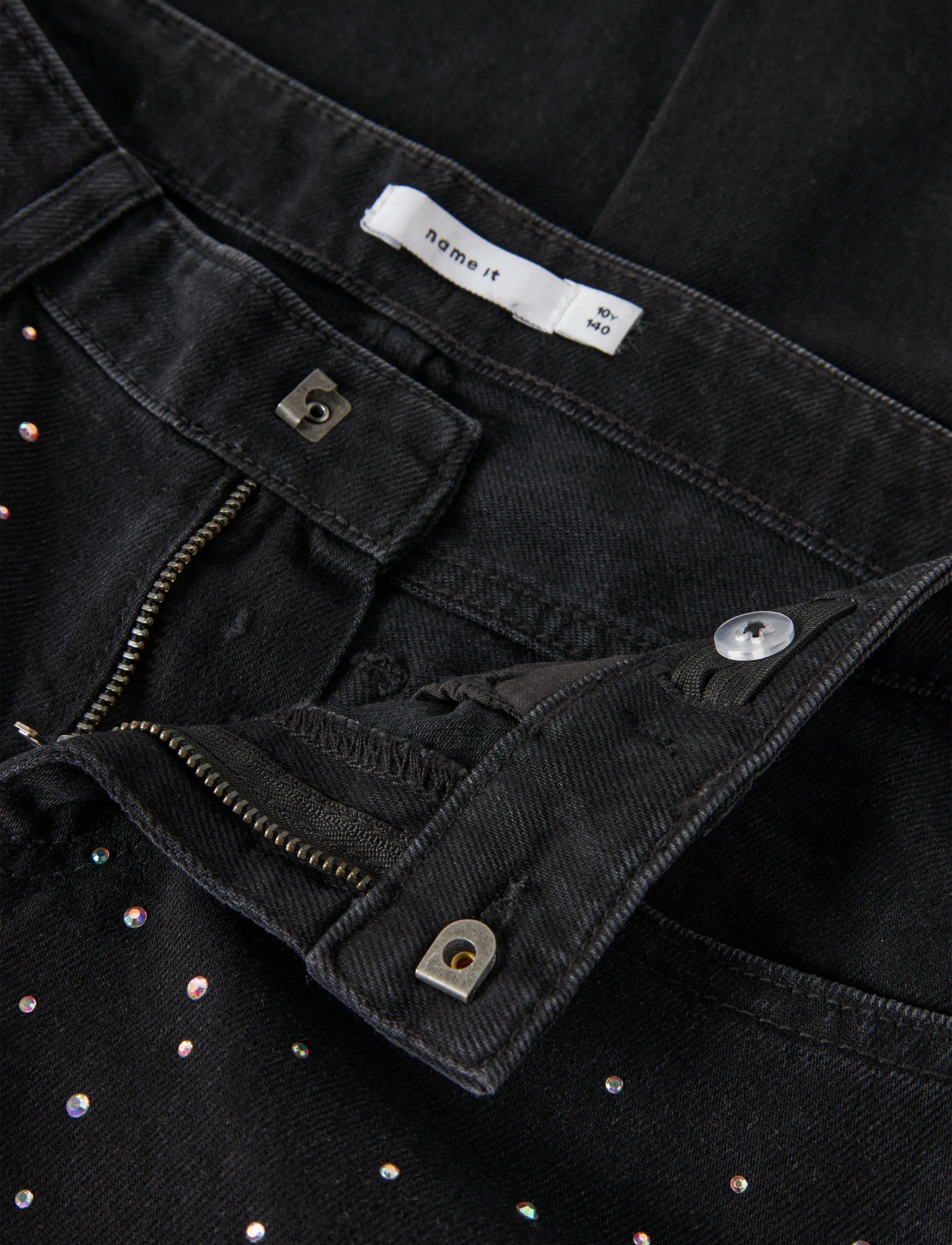 name it - NKFROSE ST RHINESTONE JEANS 3366-BP - regular jeans - black denim - 3