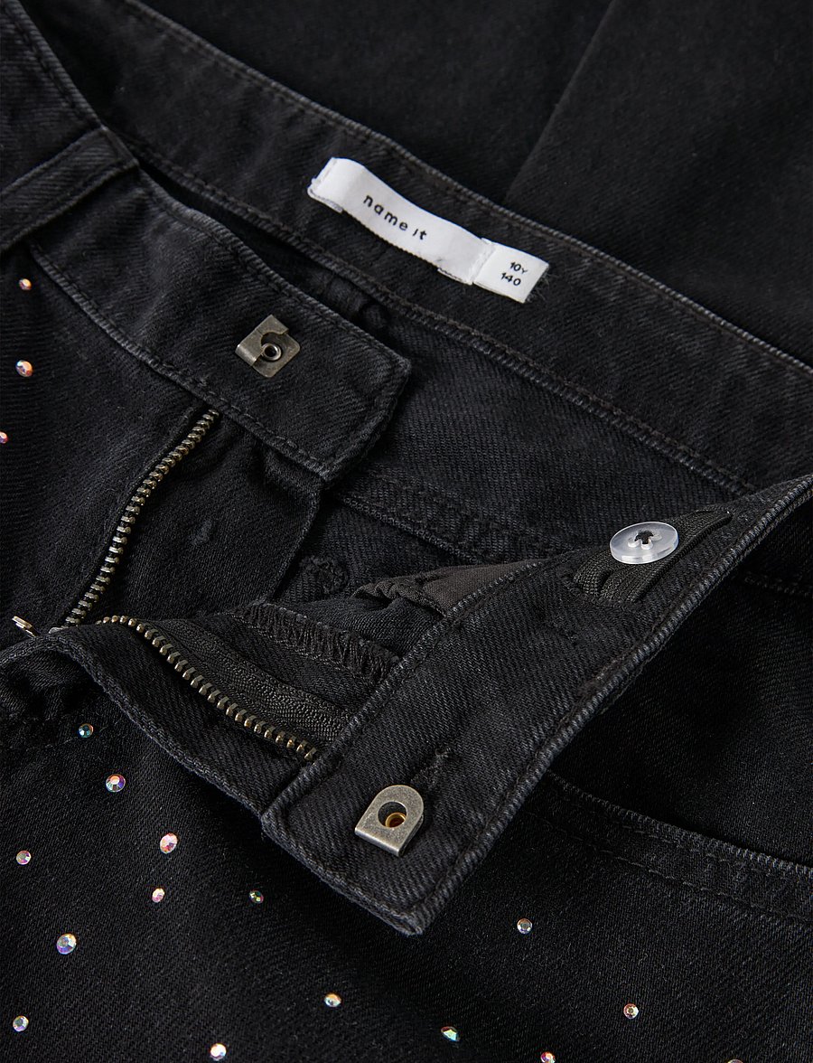 name it - NKFROSE ST RHINESTONE JEANS 3366-BP - regular jeans - black denim - 3