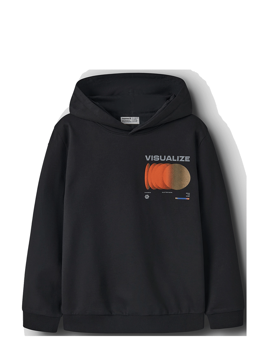 name it - NKMNIGO LS NREG SWEAT WH BRU BOX - kapuutsiga pusad - black - 0
