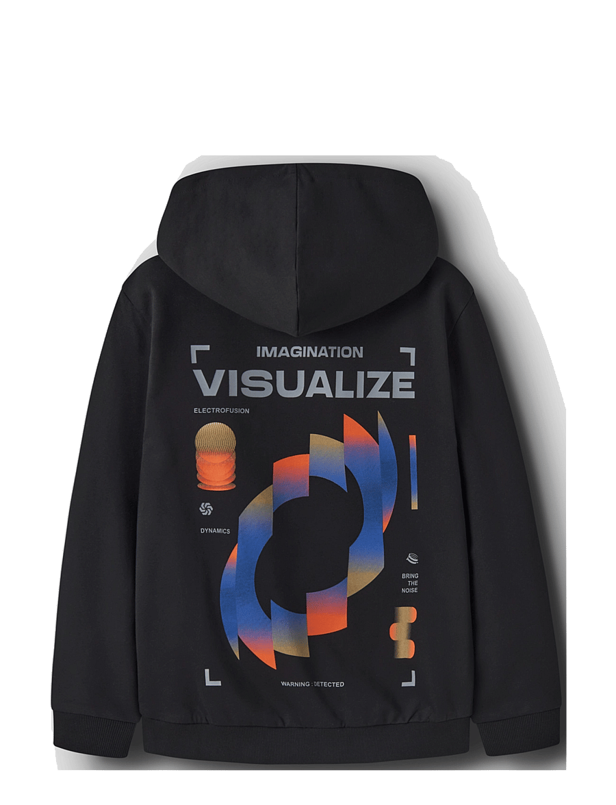 name it - NKMNIGO LS NREG SWEAT WH BRU BOX - kapuutsiga pusad - black - 1