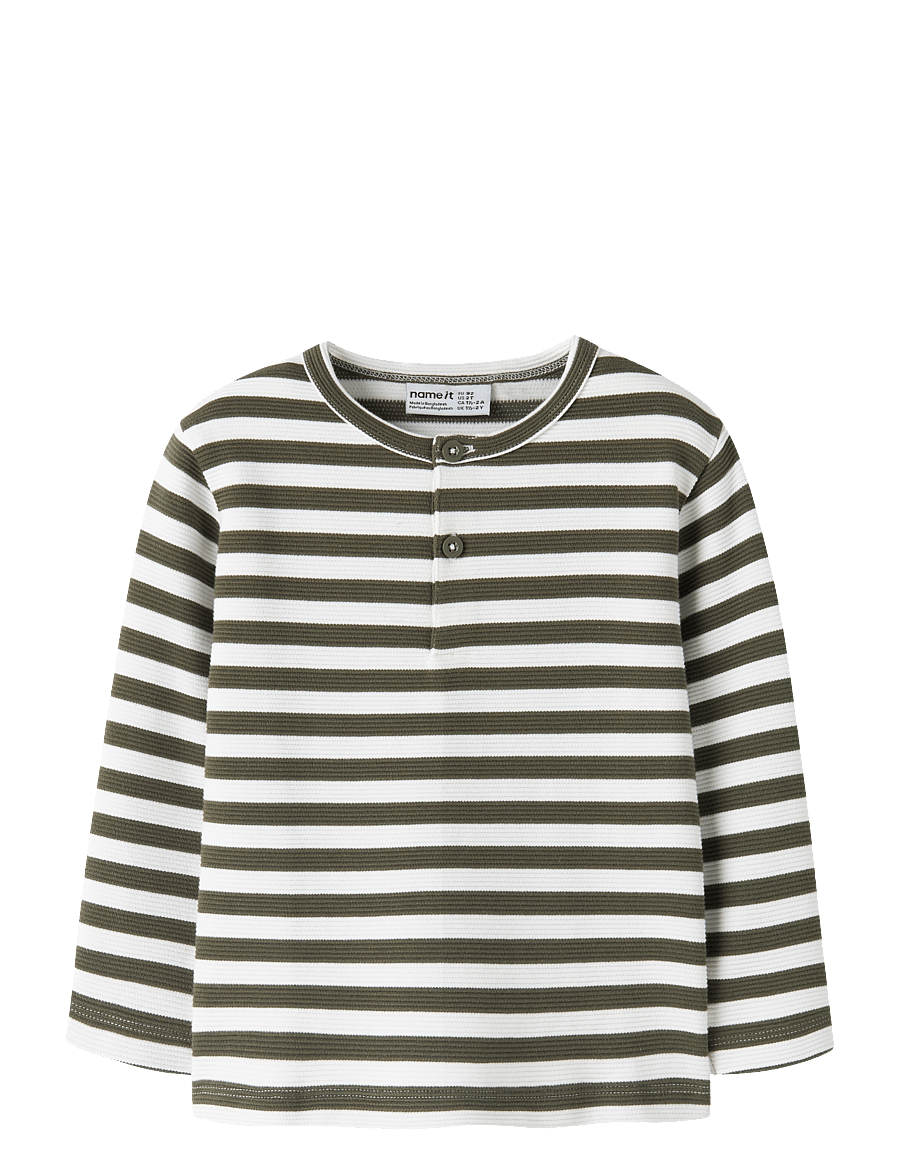 name it - NMMNILES LS NREG GRANDAD TOP - pikkade varrukatega t-särgid - olive night - 0