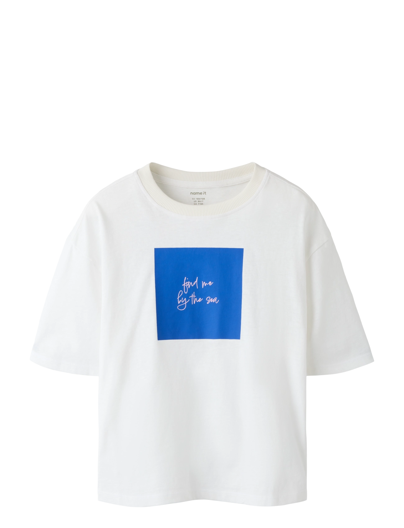 name it Nkfhalfrida Ss Rlx Top Box, Børn, Boxy T-shirt, Hvid, Str: 116