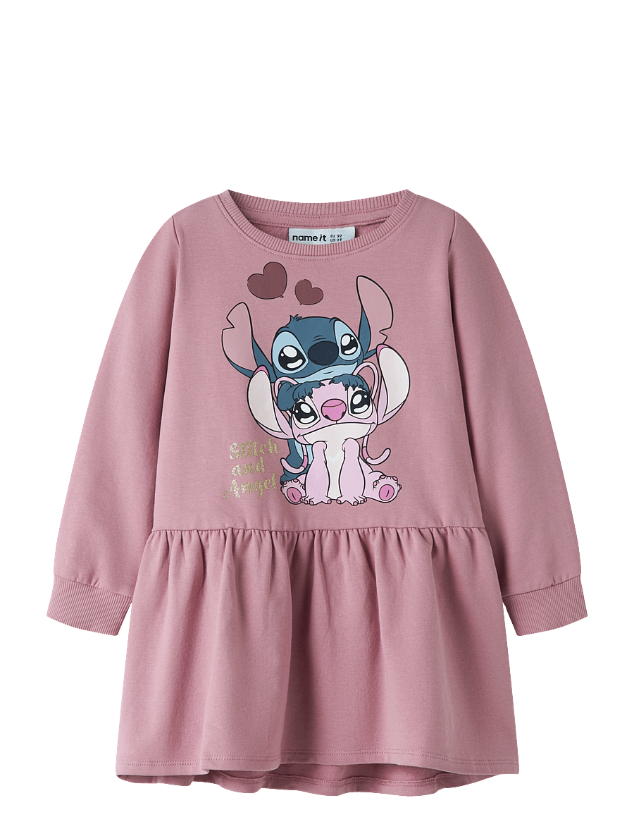 name it - NMFANSA STITCH SWE DRESS BRU WDI - pikkade varrukatega beebikleidid - lilas - 0