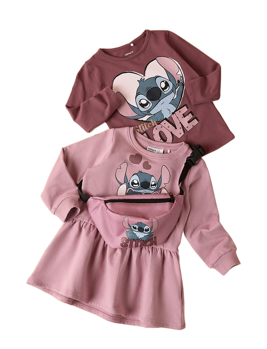 name it - NMFANSA STITCH SWE DRESS BRU WDI - pikkade varrukatega beebikleidid - lilas - 2