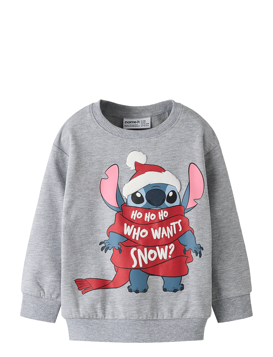 name it - NMFSYRENA STITCH NREG SWEAT BRU WDI - grey melange - 0