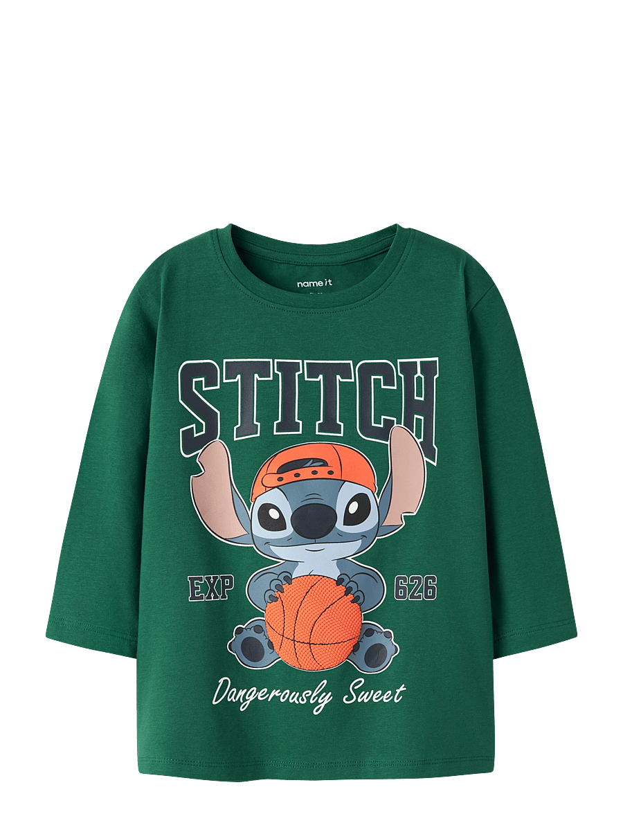 name it - NMMAMDRES STITCH LS NREG TOP WDI - långärmade t-shirts - evergreen - 0