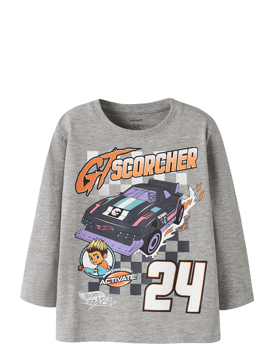 name it - NMMSTEVEN HOTWHEELS LS NREG TOP MAT - langärmelig - grey melange - 0