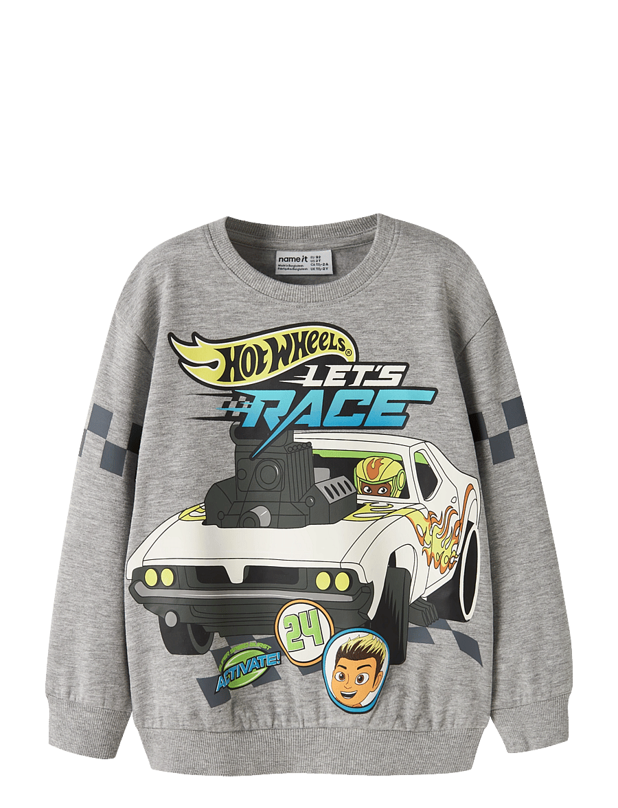 name it - NMMSLOAN HOTWHEELS NREG SWEAT BRU MAT - grey melange - 0