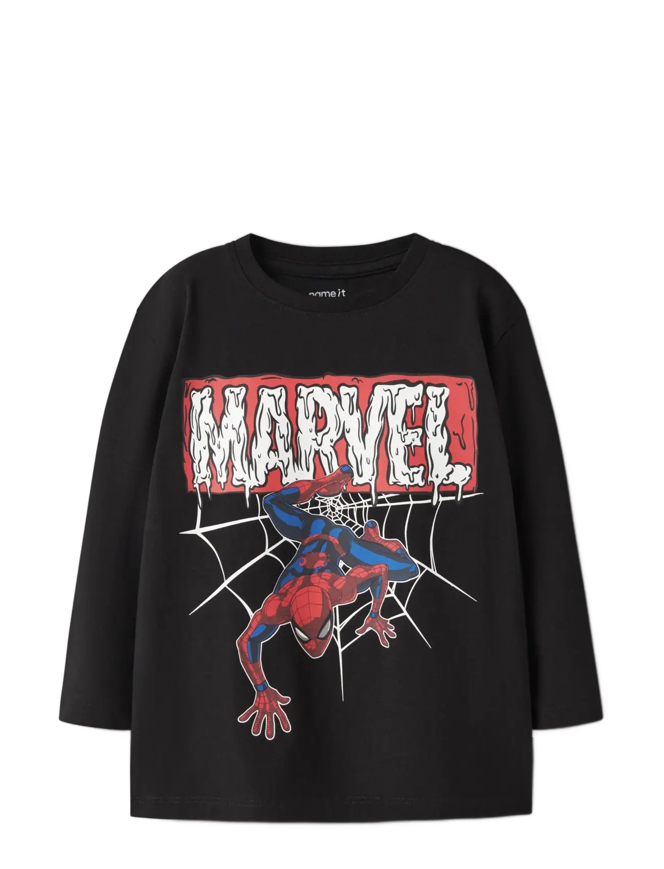 name it - NMMSCARY SPIDER LS NREG TOP MAR - långärmade t-shirts - black - 2
