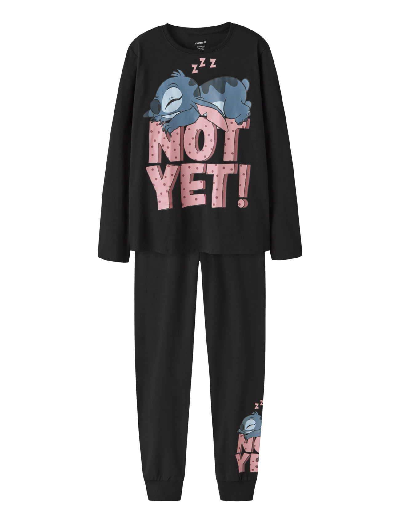 name it NKFANDA STITCH LS NIGHTSET NOOS WDI - Pyjamassæt - BLACK / black