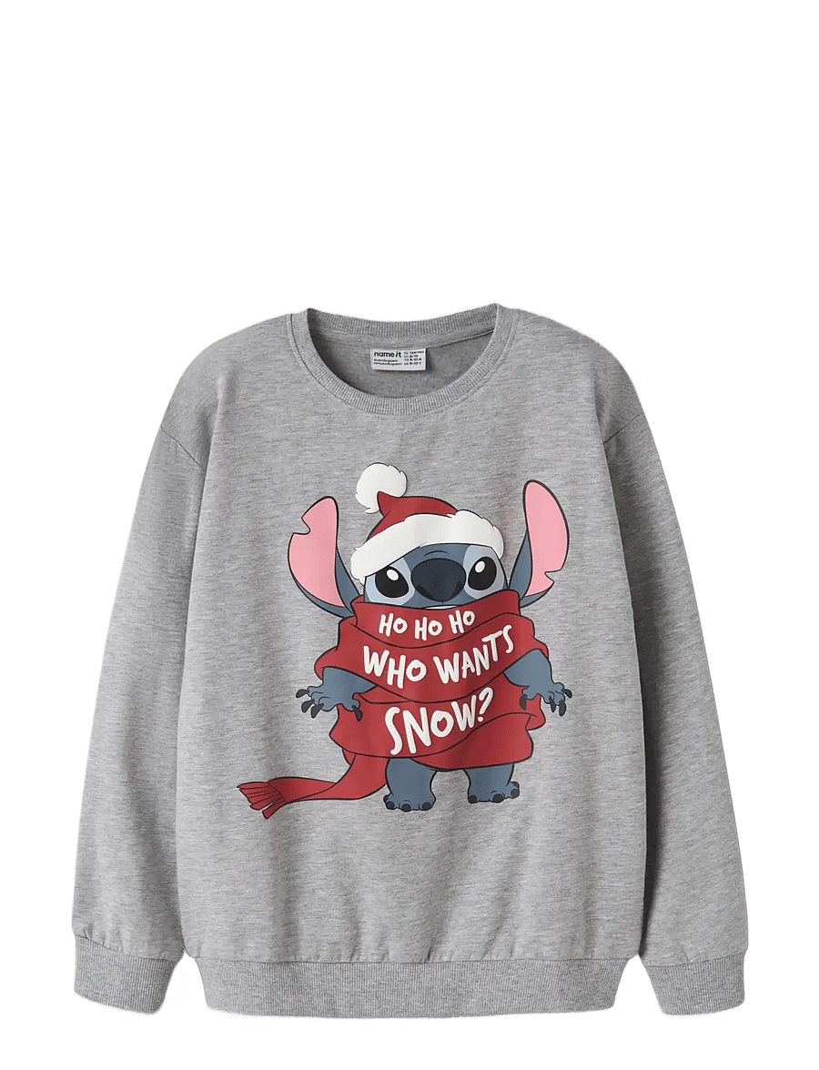 name it - NKFSYRENA STITCH NREG SWEAT BRU WDI - grey melange - 2