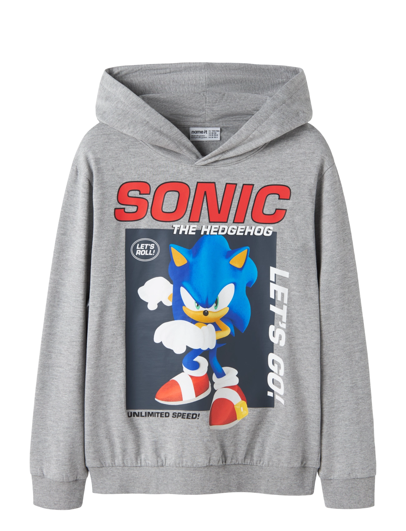 name it NKMALFE SONIC NREG SWEAT W HOOD BOX SKY - Teens 140-176 - GREY MELANGE / grey