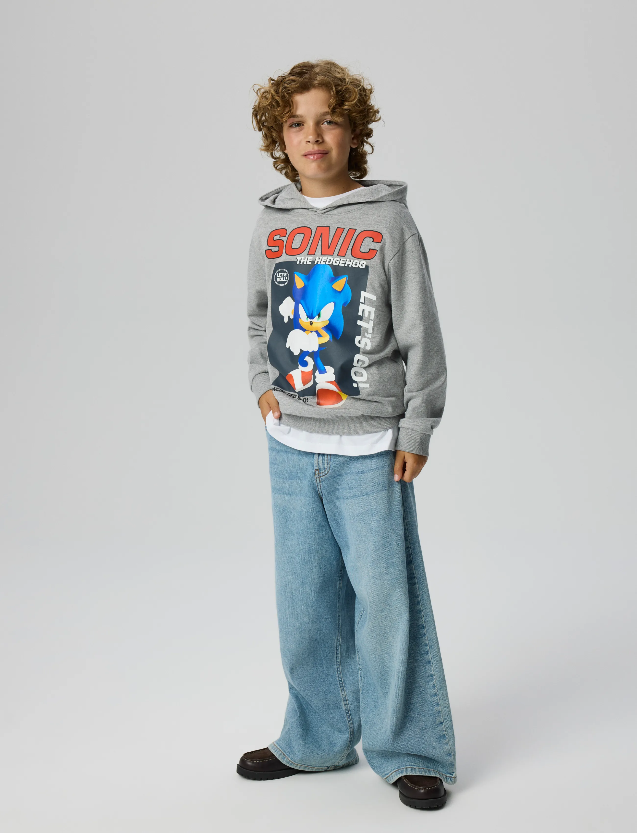name it - NKMALFE SONIC NREG SWEAT W HOOD BOX SKY - kapuzenpullover - grey melange - 2