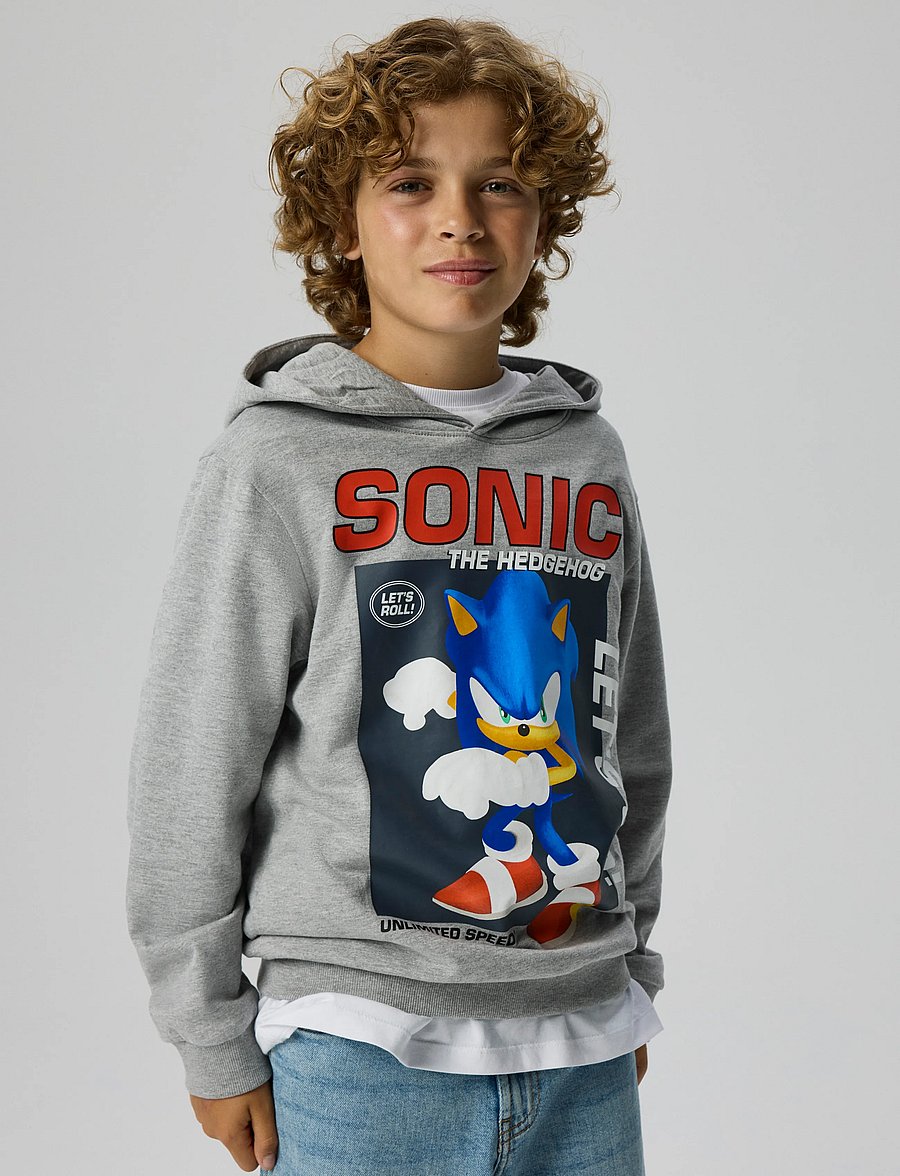 name it - NKMALFE SONIC NREG SWEAT W HOOD BOX SKY - kapuzenpullover - grey melange - 3