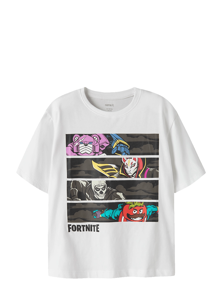 name it - NKMAMOS FORTNITE SS NREG TOP BOX VDE - kortärmade t-shirts - bright white - 0