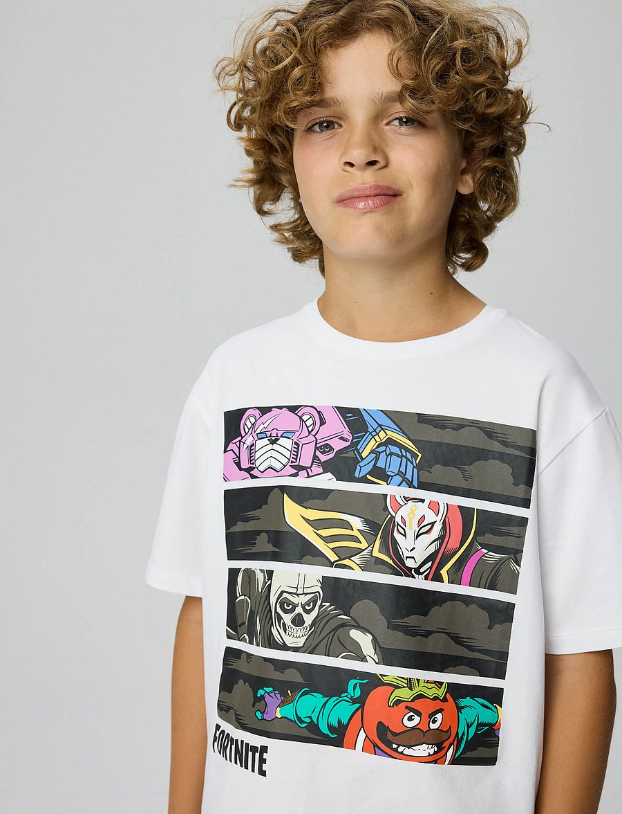 name it - NKMAMOS FORTNITE SS NREG TOP BOX VDE - kortärmade t-shirts - bright white - 3