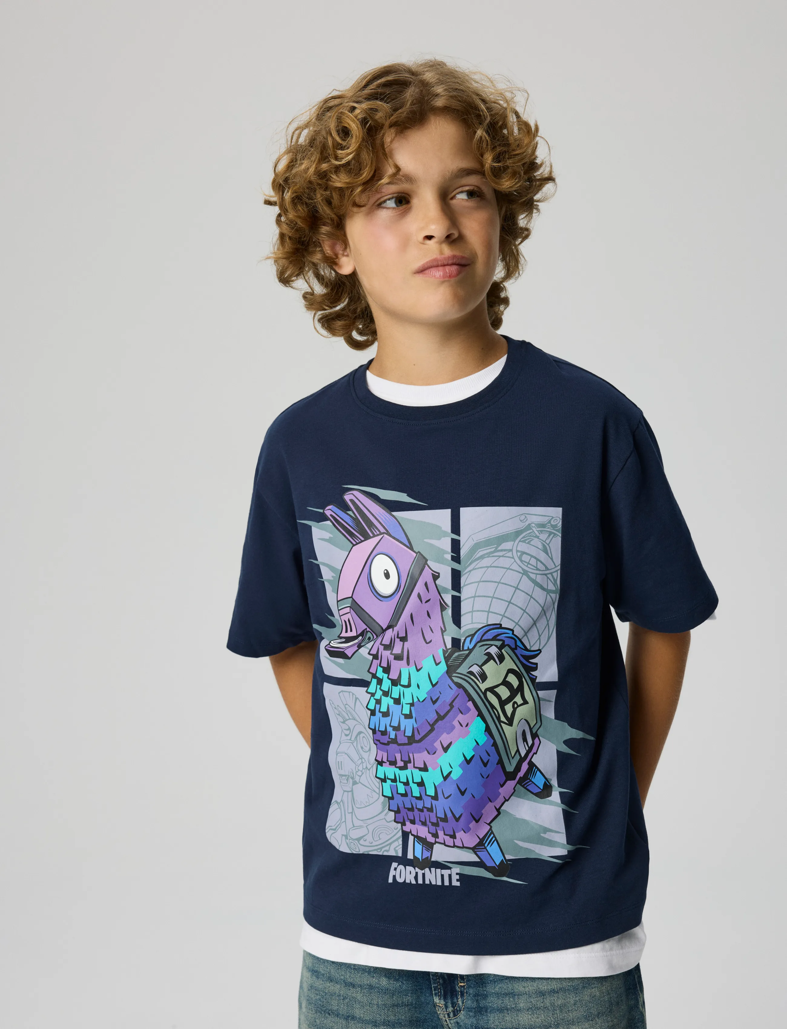 name it - NKMAMOS FORTNITE SS NREG TOP BOX VDE - kortärmade t-shirts - navy blazer - 3