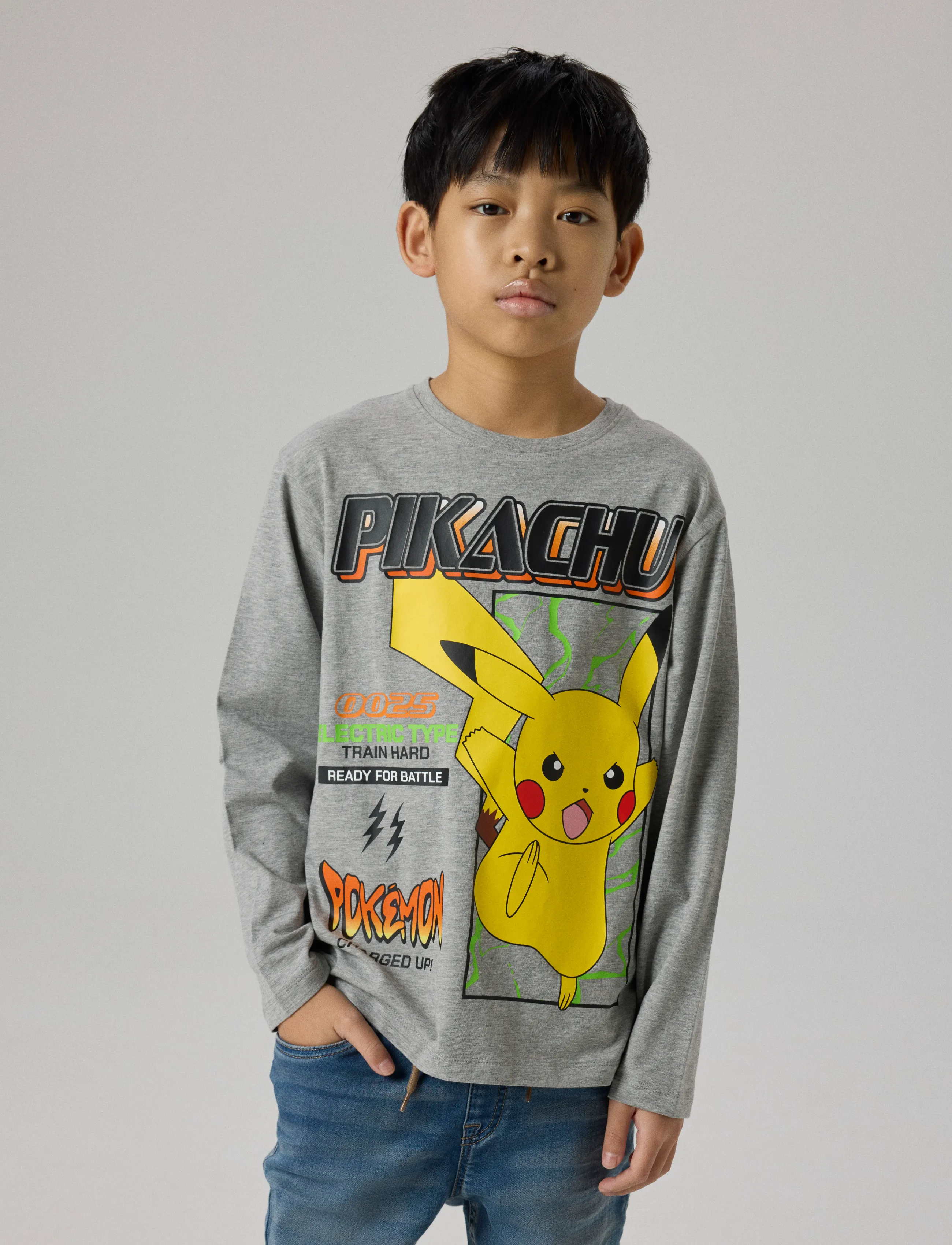 name it - NKMSYX POKEMON LS NREG TOP BOX NOOS SKY - grey melange - 2