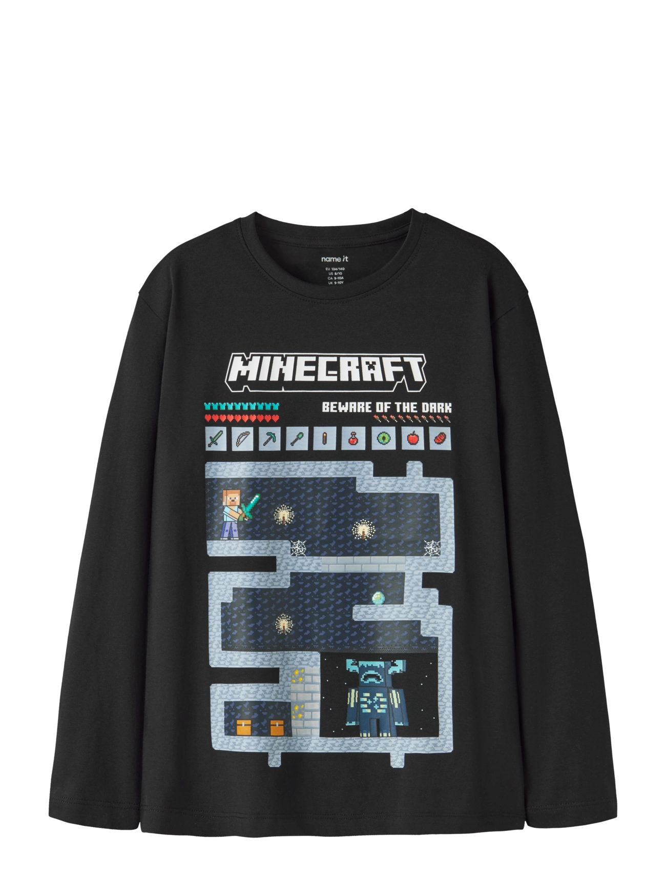 name it NKMAR MINECRAFT LS NREG TOP BOX NOOS BFU - Toppar & T-shirts - BLACK / black