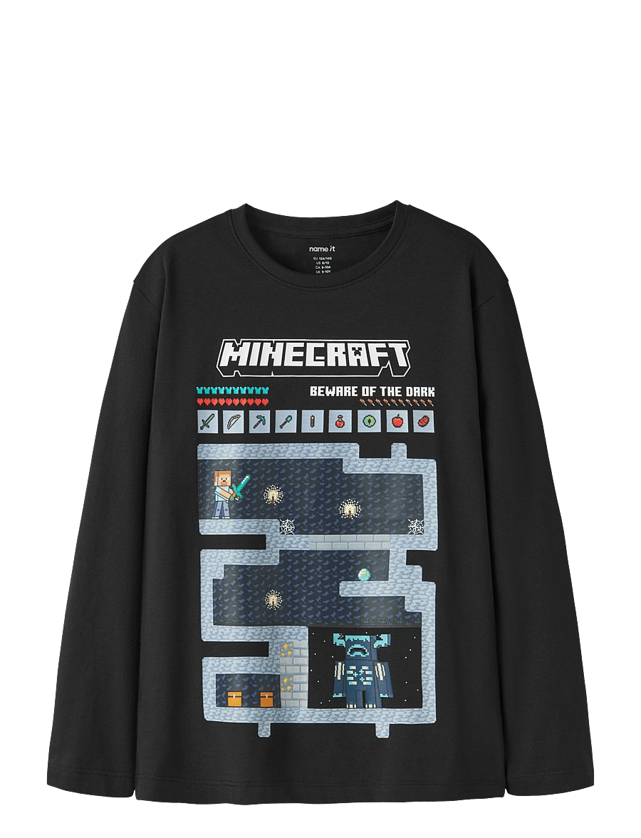 name it - NKMAR MINECRAFT LS NREG TOP BOX NOOS BFU - långärmade t-shirts - black - 0