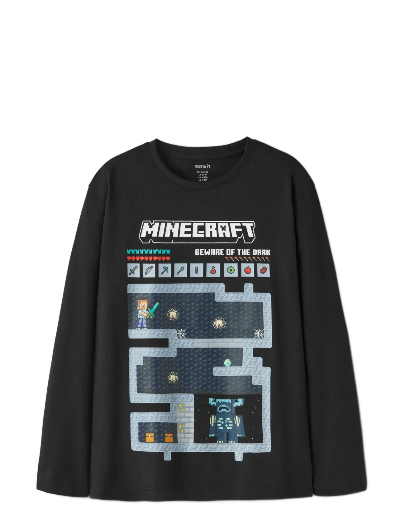 name it - NKMAR MINECRAFT LS NREG TOP BOX NOOS BFU - långärmade t-shirts - black - 2