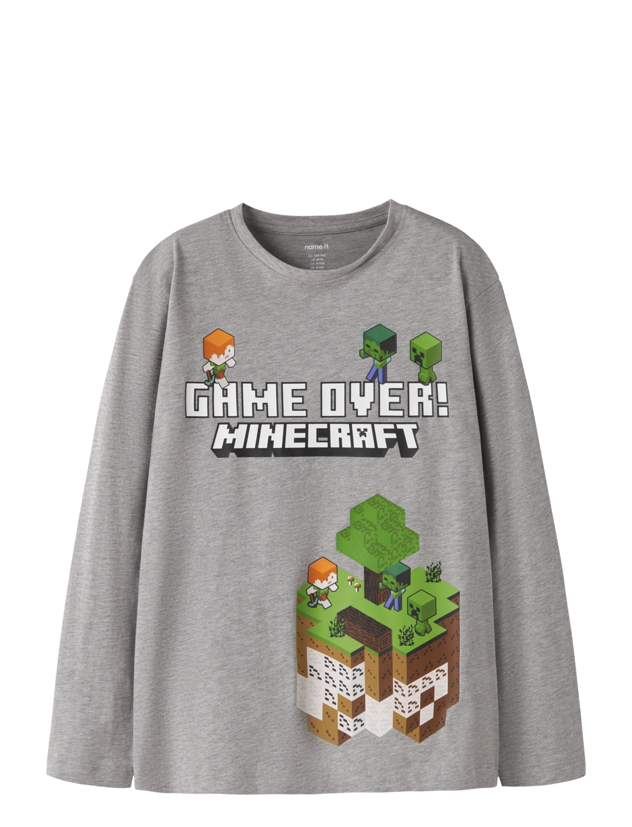 name it NKMAR MINECRAFT LS NREG TOP BOX NOOS BFU - Toppar & T-shirts - GREY MELANGE / grey