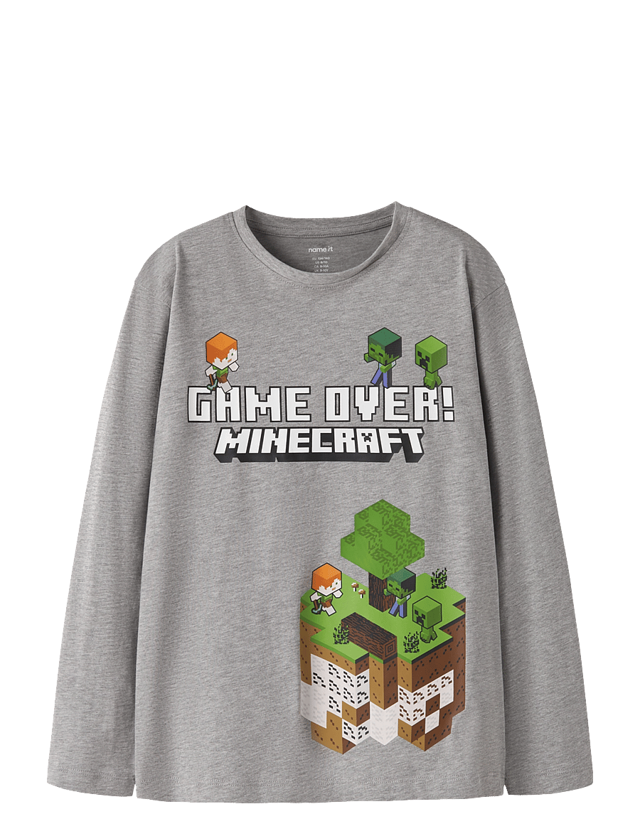 name it - NKMAR MINECRAFT LS NREG TOP BOX NOOS BFU - långärmade t-shirts - grey melange - 0