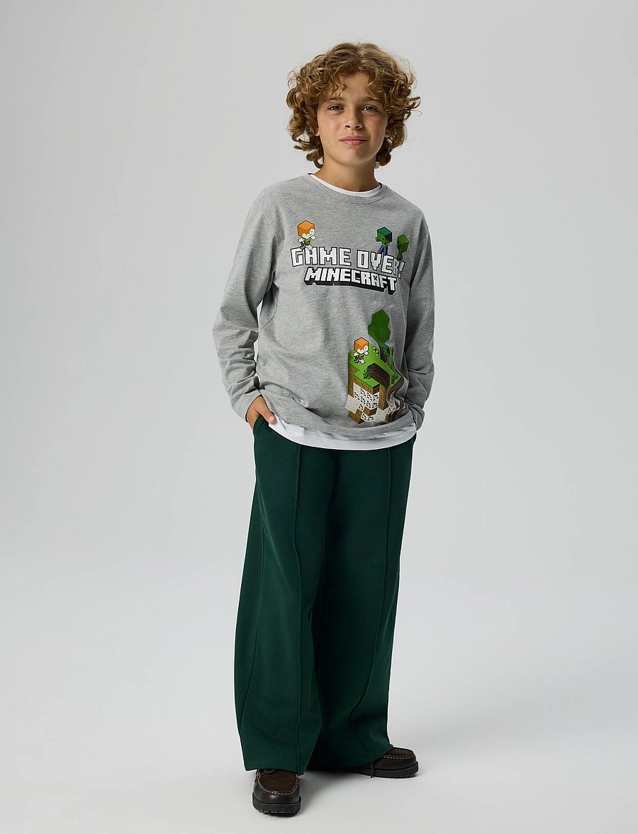 name it - NKMAR MINECRAFT LS NREG TOP BOX NOOS BFU - långärmade t-shirts - grey melange - 2