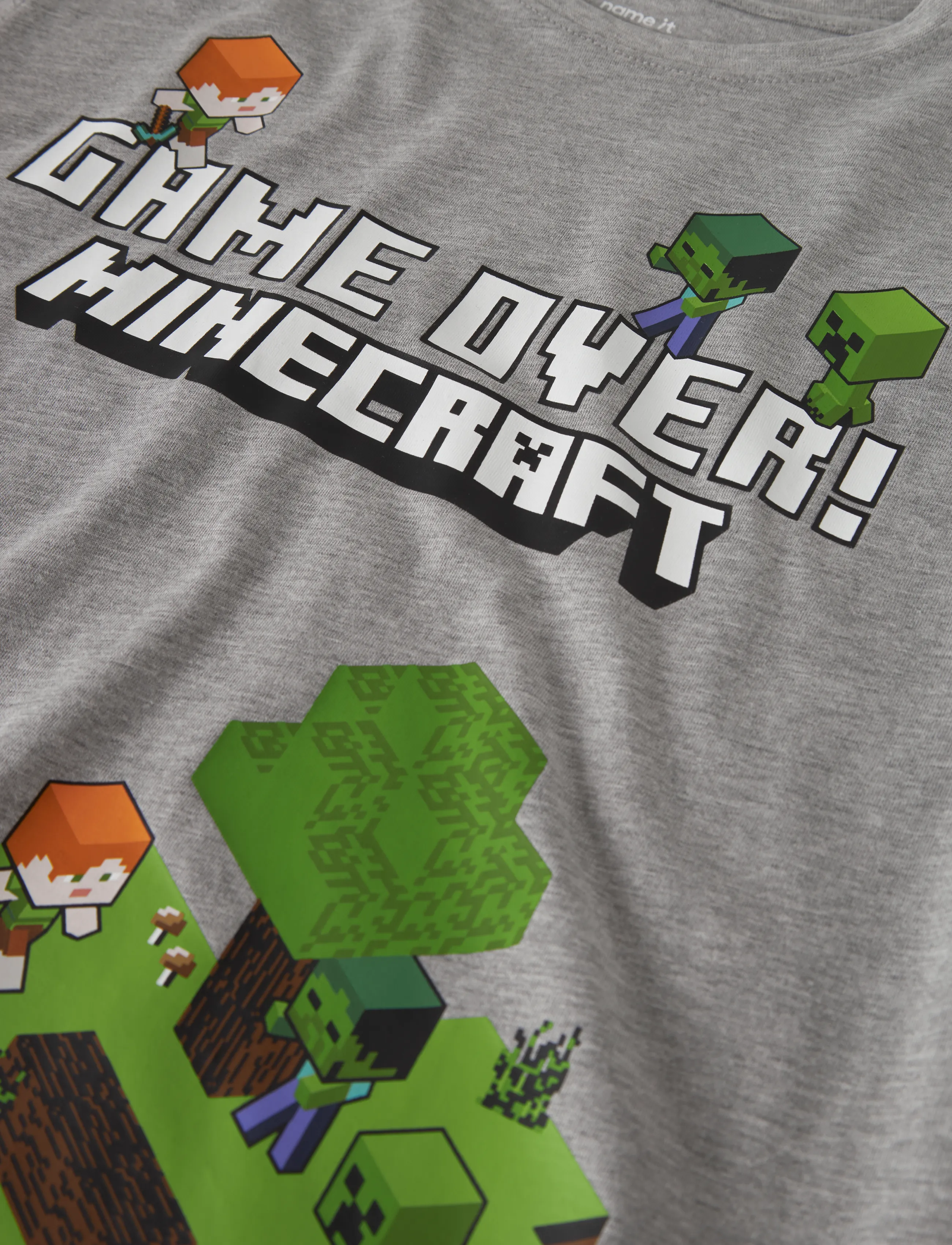 name it - NKMAR MINECRAFT LS NREG TOP BOX NOOS BFU - långärmade t-shirts - grey melange - 4