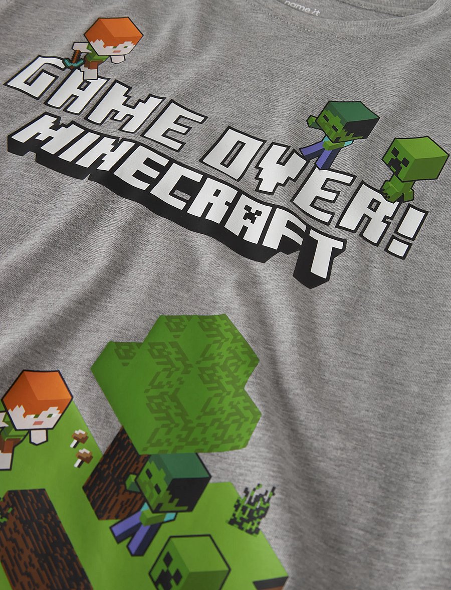 name it - NKMAR MINECRAFT LS NREG TOP BOX NOOS BFU - långärmade t-shirts - grey melange - 4
