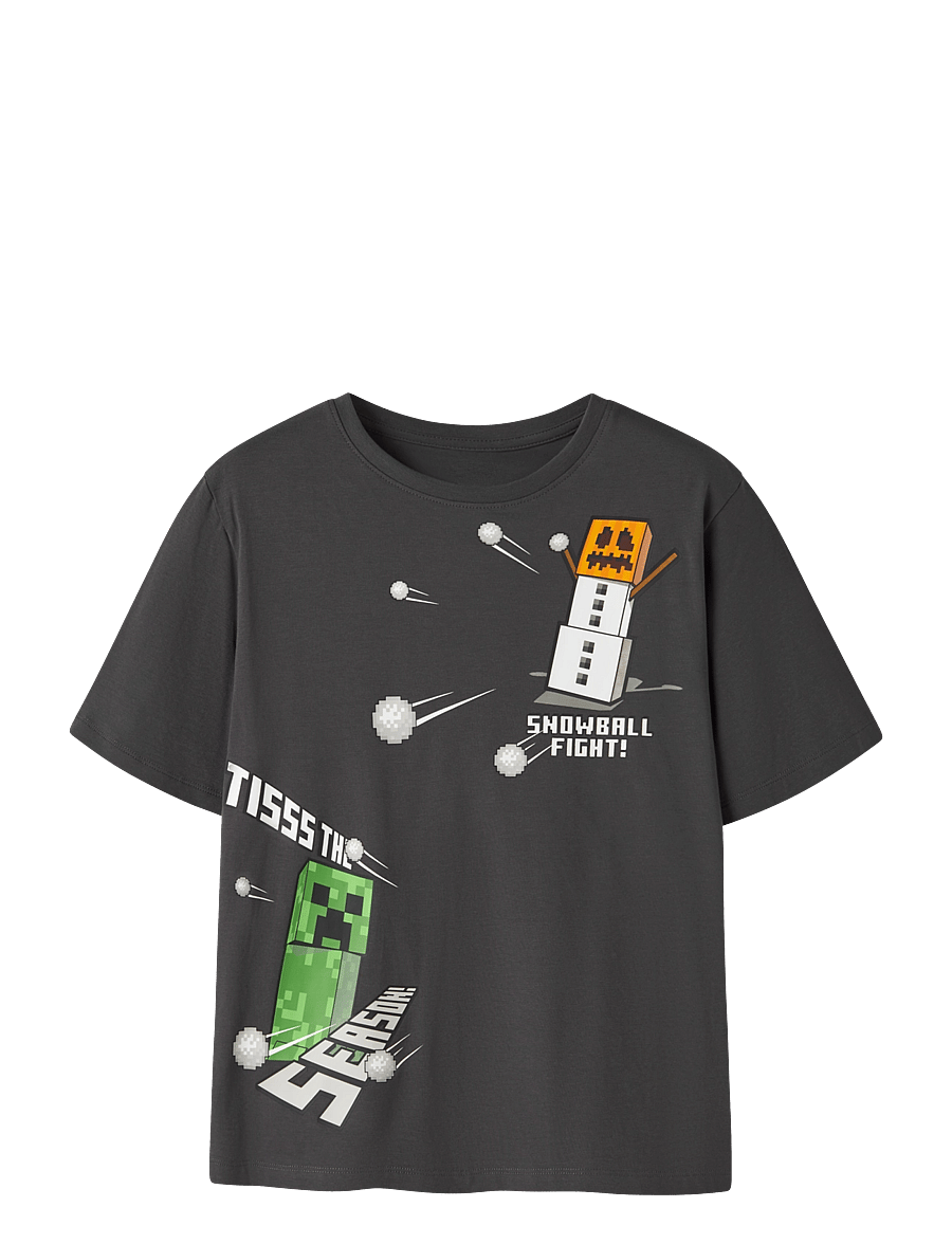 name it - NKMSEASON MINECRAFT SS NREG TOP BFU - kortærmede t-shirts - black oyster - 0