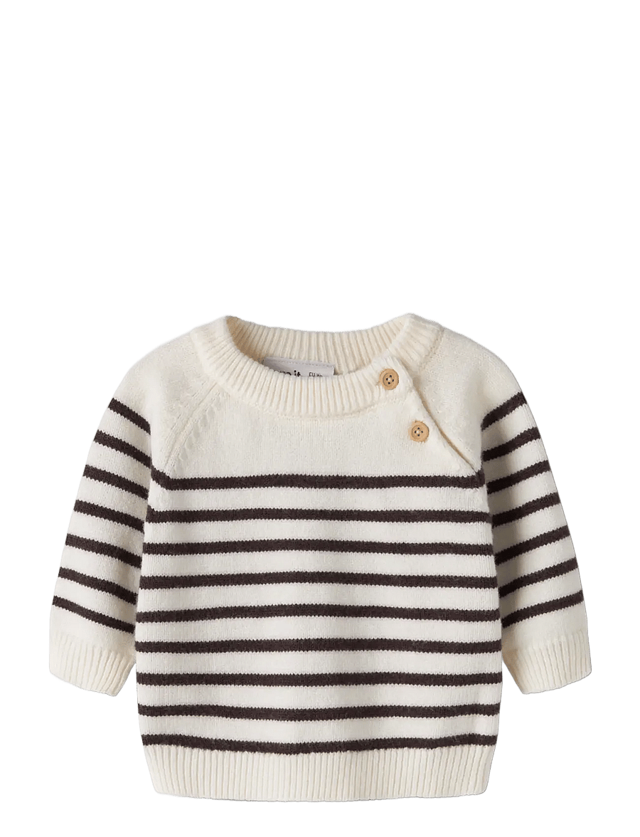 name it - NBMOSTRIPEA LS KNIT - antique white - 2