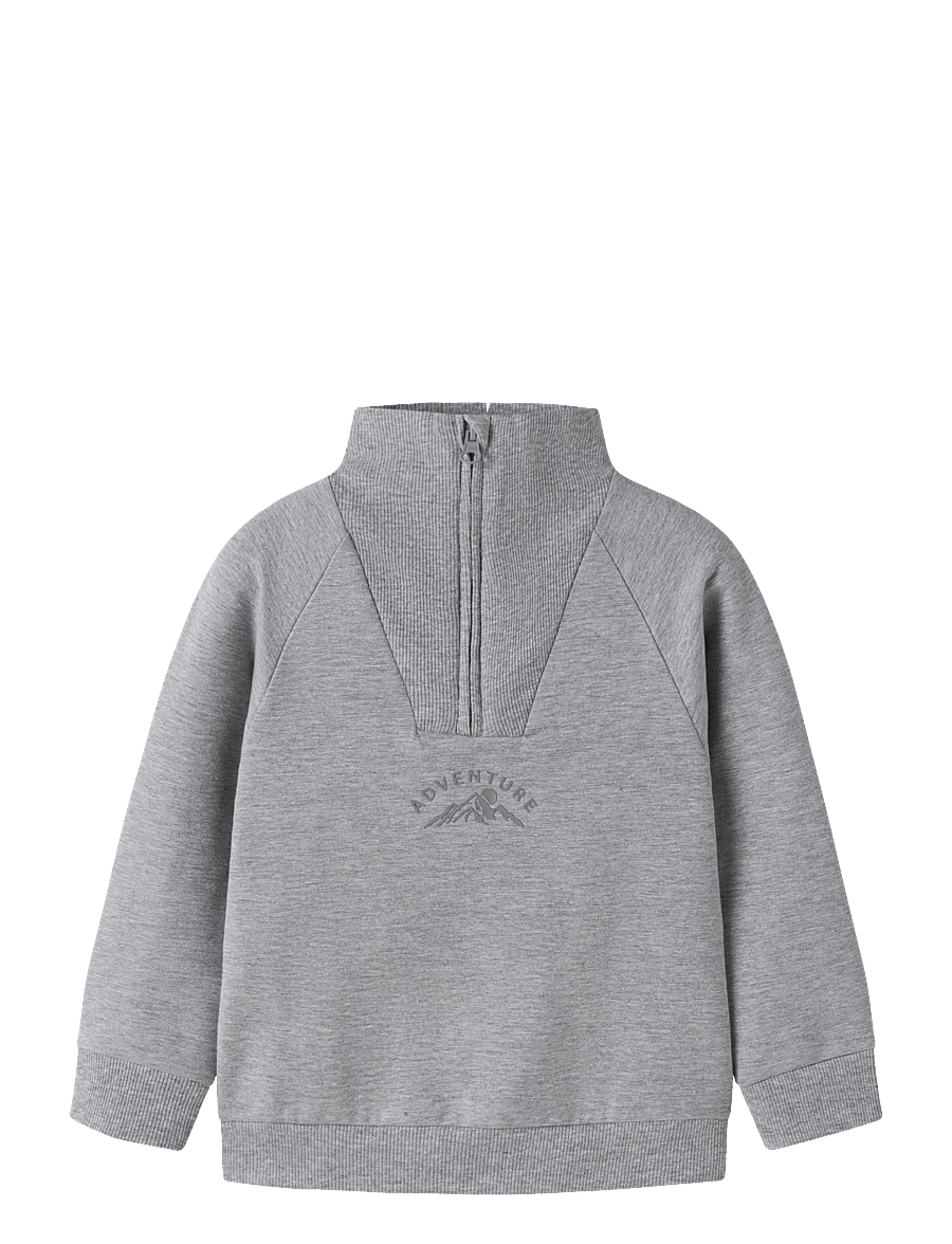 name it - NMMOSCAR LS NREG HALF ZIP SWEAT BRU - sweatshirts - grey melange - 0