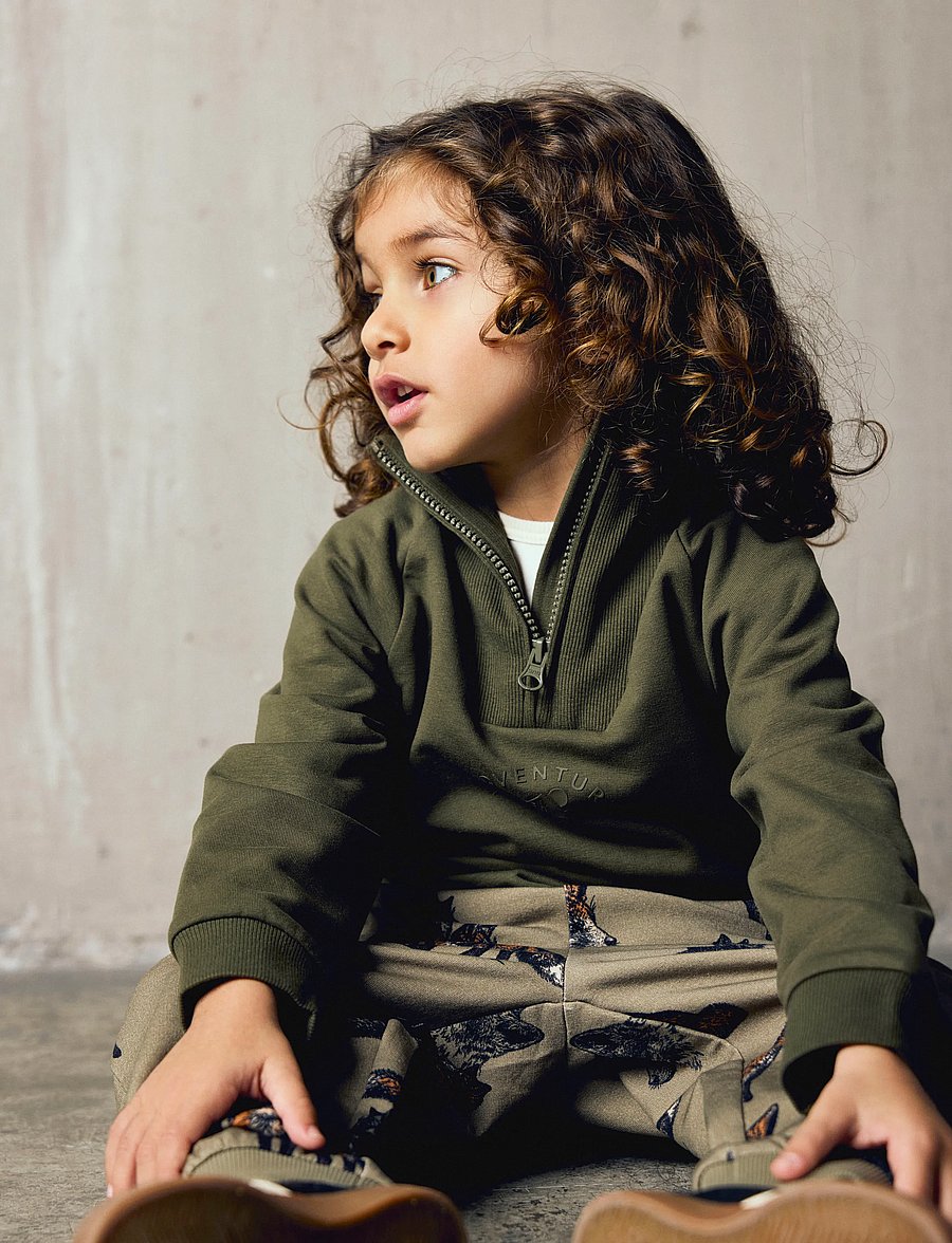 name it - NMMOSCAR LS NREG HALF ZIP SWEAT BRU - sweatshirts - olive night - 4