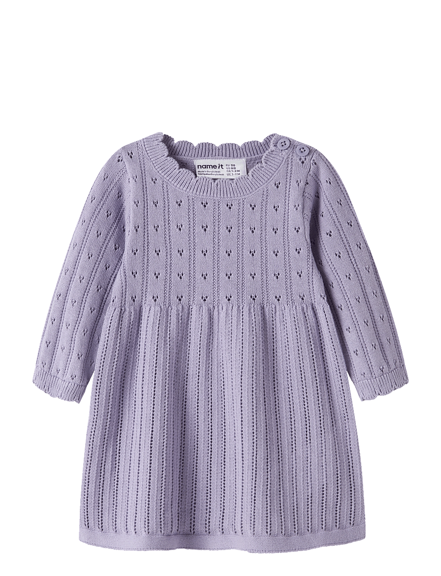 name it - NBFOXENIA LS KNIT DRESS - langærmede babykjoler - heirloom lilac - 0