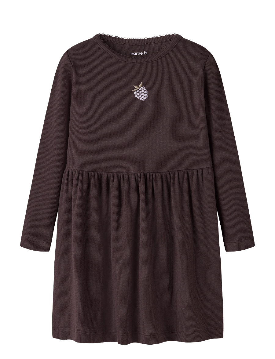 name it - NMFONAYA LS SLIM DRESS BOX - chocolate plum - 0