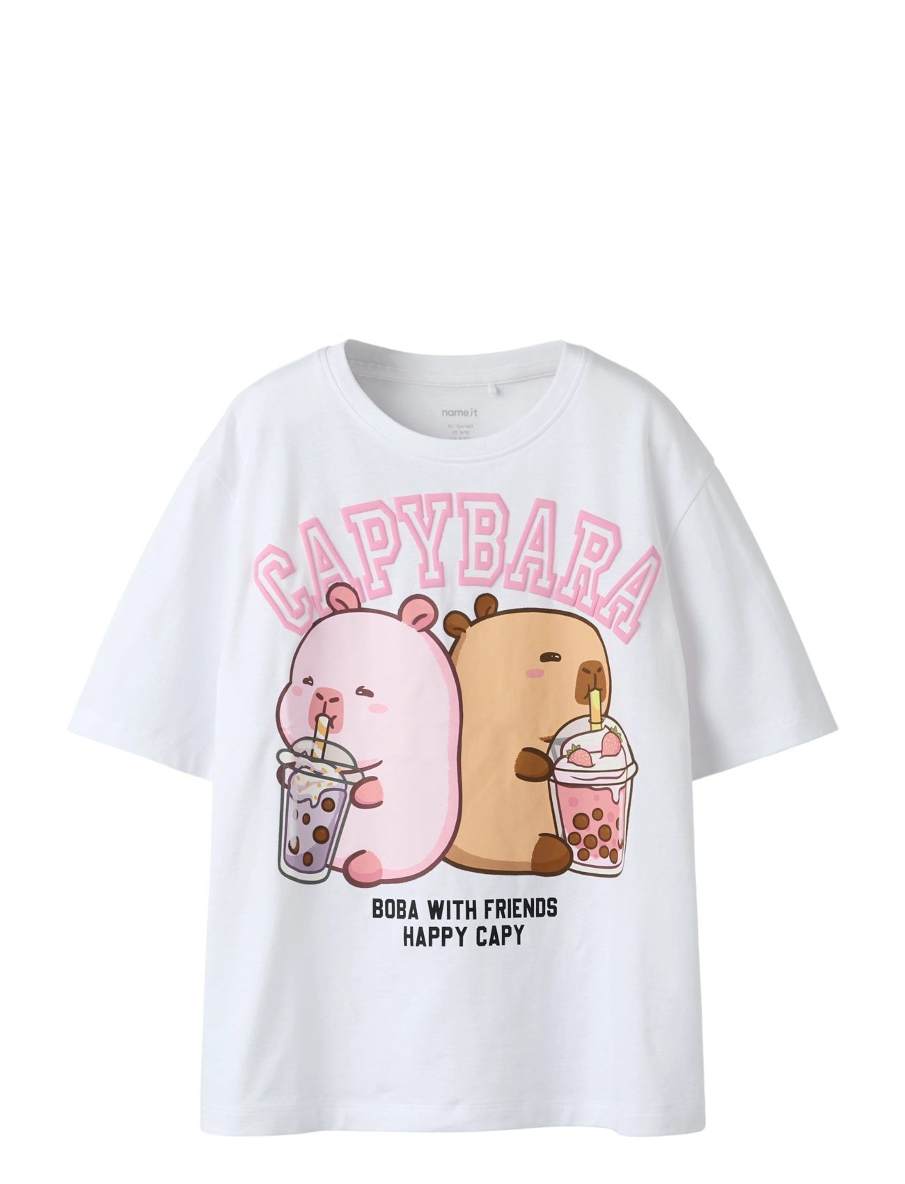 name it Nkfjyssa Capybara Ss Nreg Top Box Sky, 116, T-shirts, Weiß - Short-sleeved, Kinder