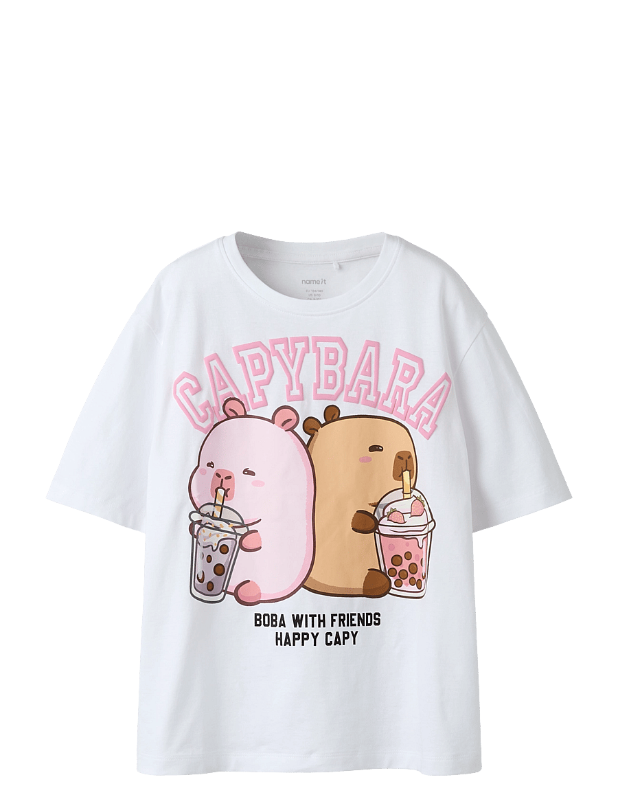 name it - NKFJYSSA CAPYBARA SS NREG TOP BOX SKY - lühikeste varrukatega t-särgid - bright white - 0